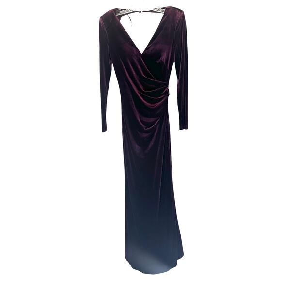 Eliza J Burgundy Cutout Vamp Wedding Guest Velvet Formal Maxi Gown Dress Size 6 - Picture 1 of 12
